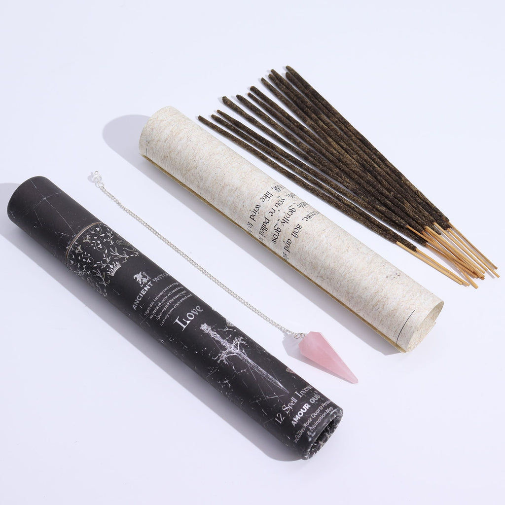 Encens rituel Ancient Witch – Amour – Pendule en quartz rose