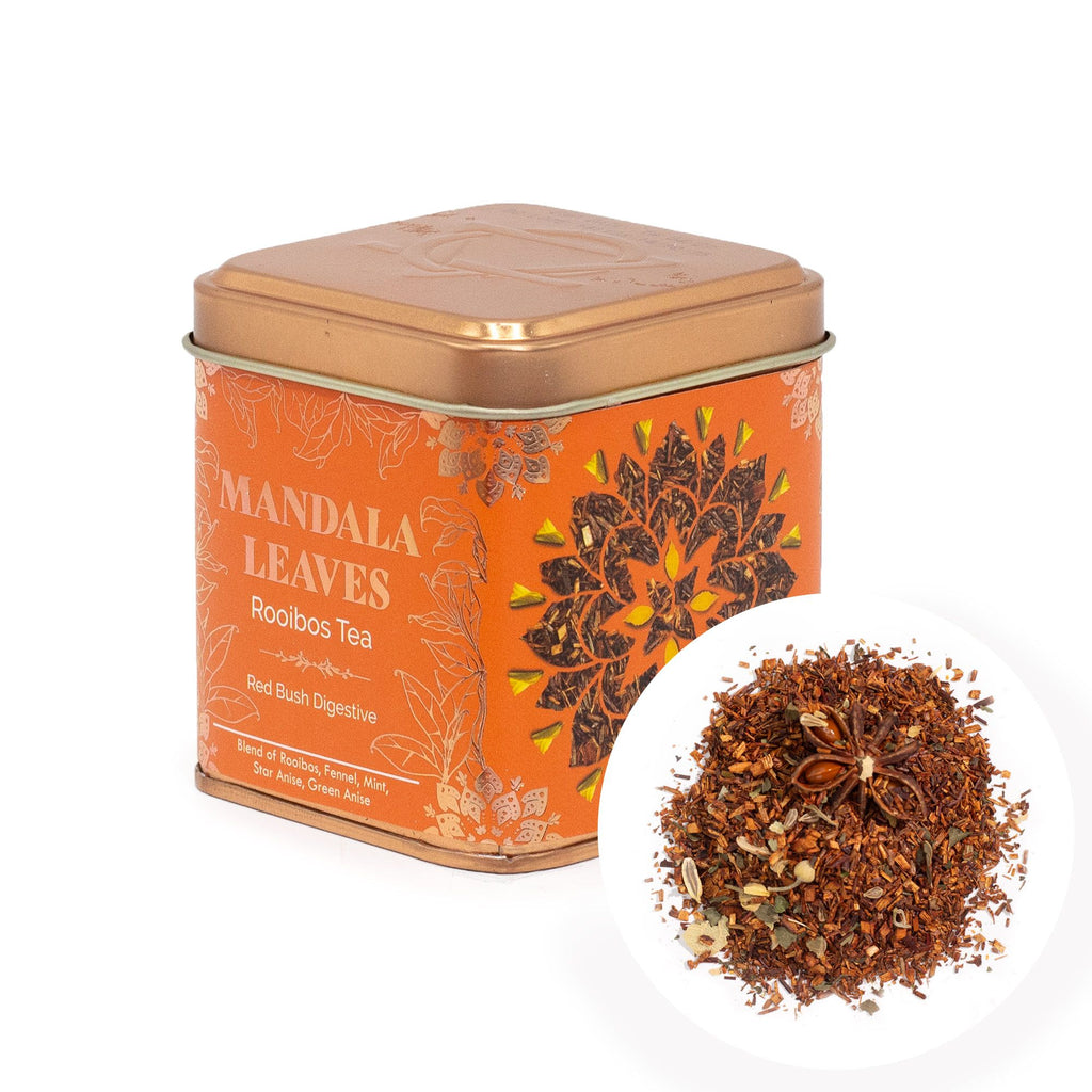 Thé Red Bush Digestive 50g – Infusion Rooibos Fenouil Menthe Anis | Boîte Métallique