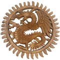 * Plaque décorative sculptée Dragon et Soleil ailé, 30 cm