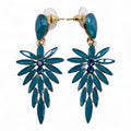 * Boucles d’oreilles longues pendantes en verre vintage vert sarcelle