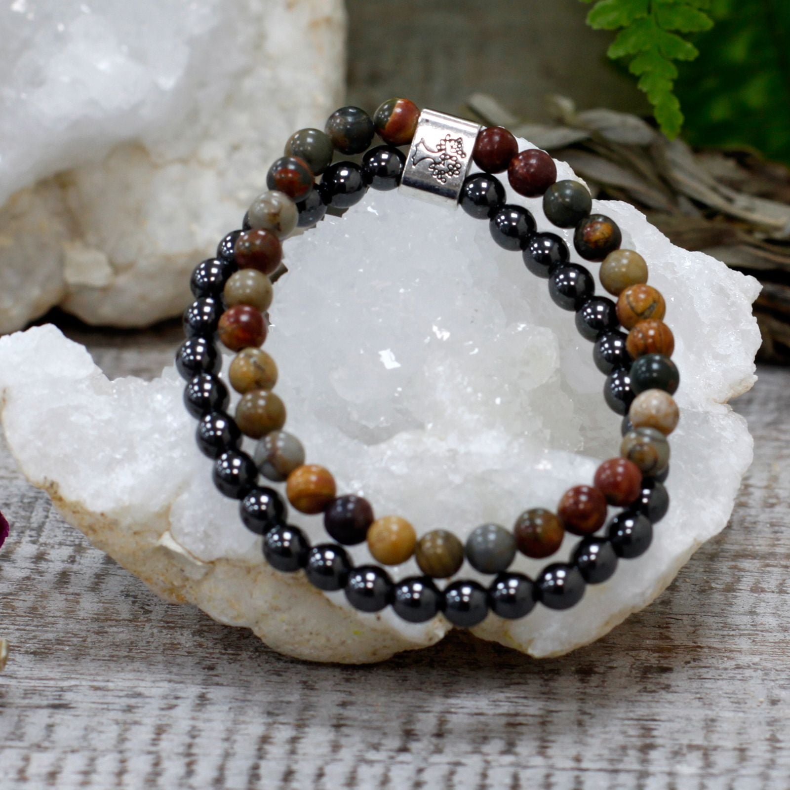 Bracelet Magnétique en Pierres Naturelles – Jaspe Picasso