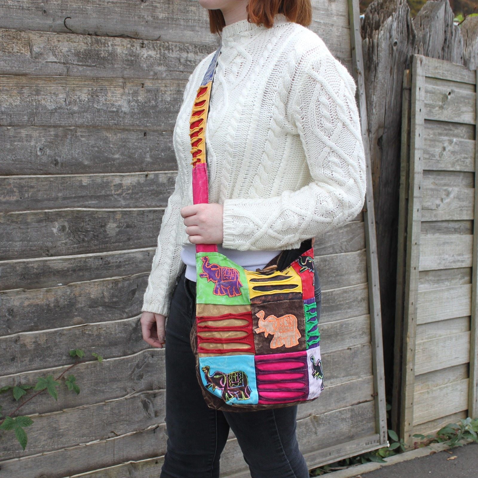 Sac Sling Ethnique Éléphant – Coloris Chocolat | Artisanal