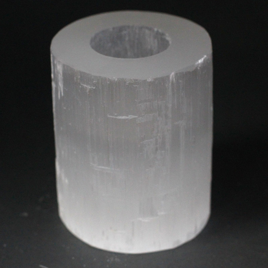 Photophore cylindrique en sélénite – 10 cm