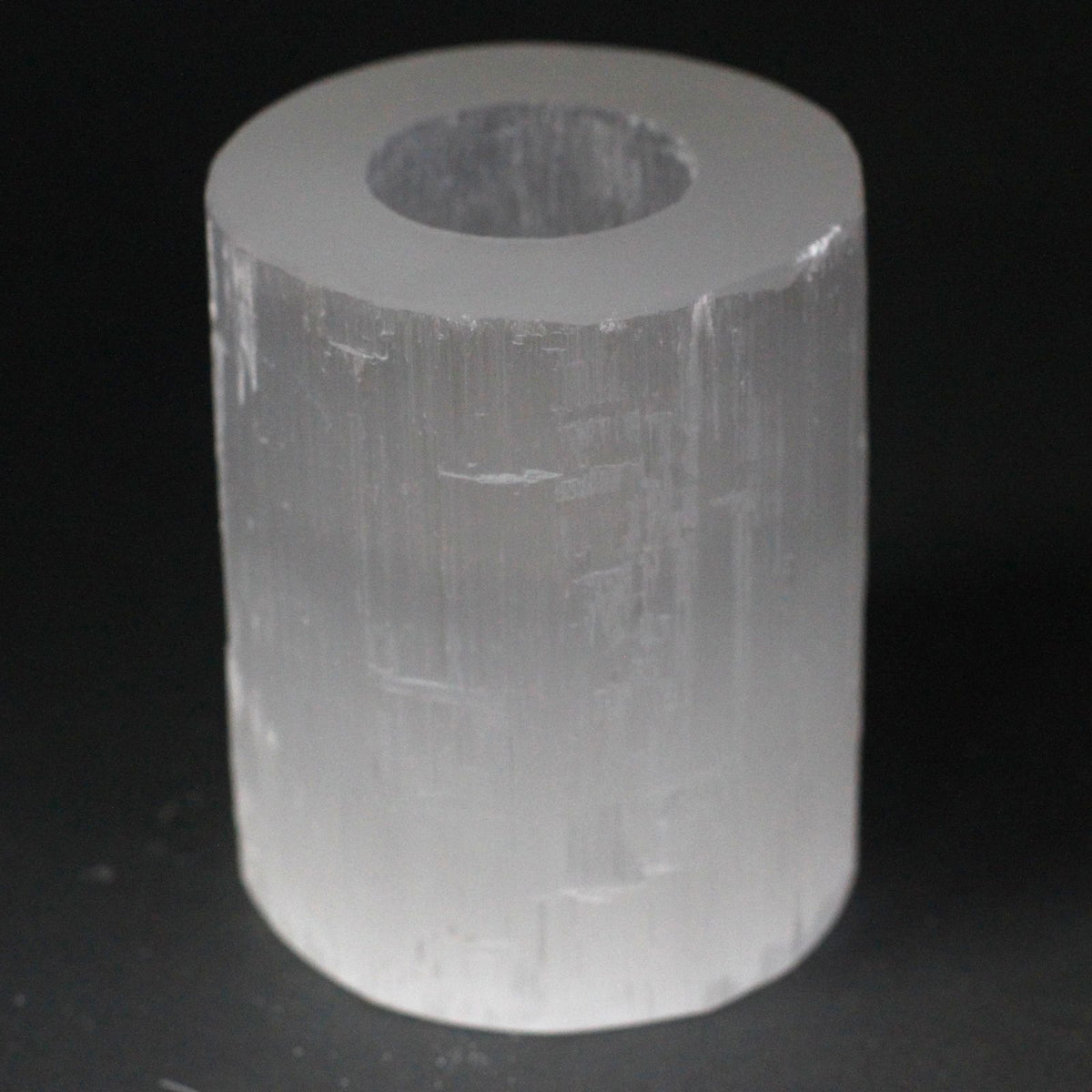 Photophore cylindrique en sélénite – 10 cm