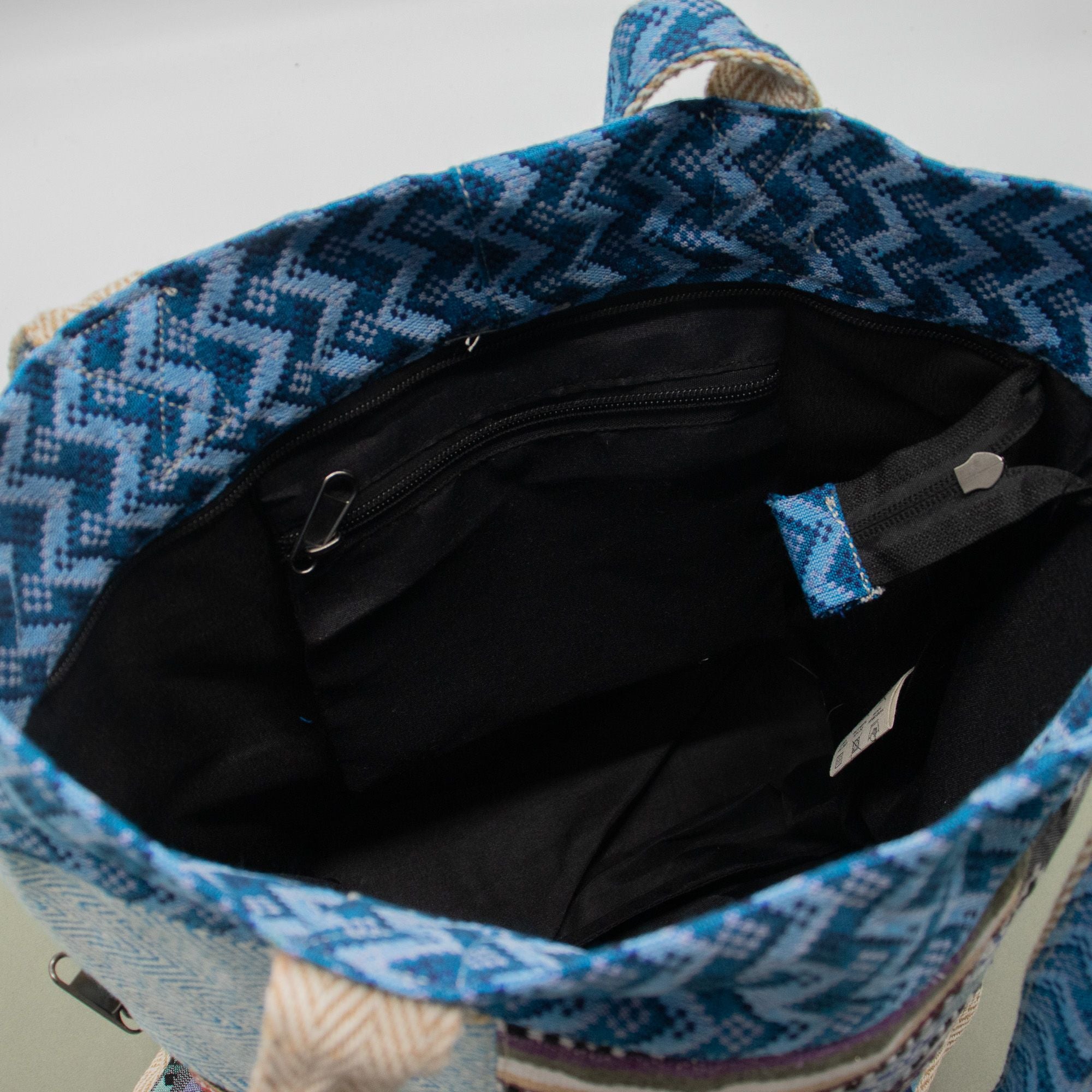 Tote Bag Patchwork Katmandou – Motif Dhaka Tissé Main | 37x38cm | Artisanal Népal