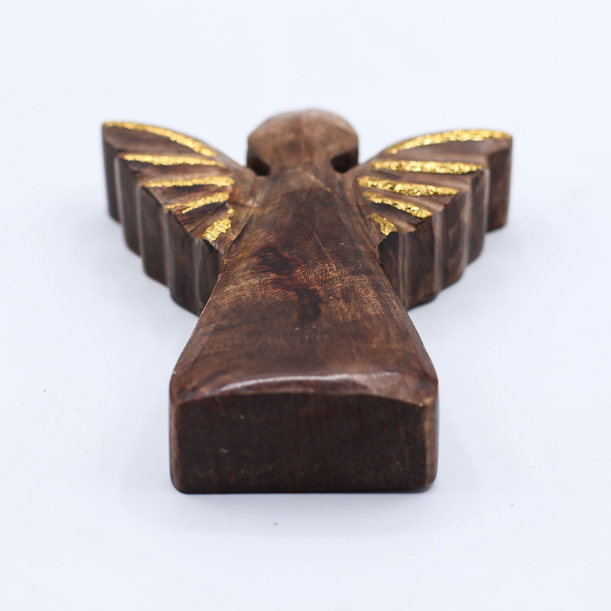 * Petit ange en bois de manguier – Décor doré