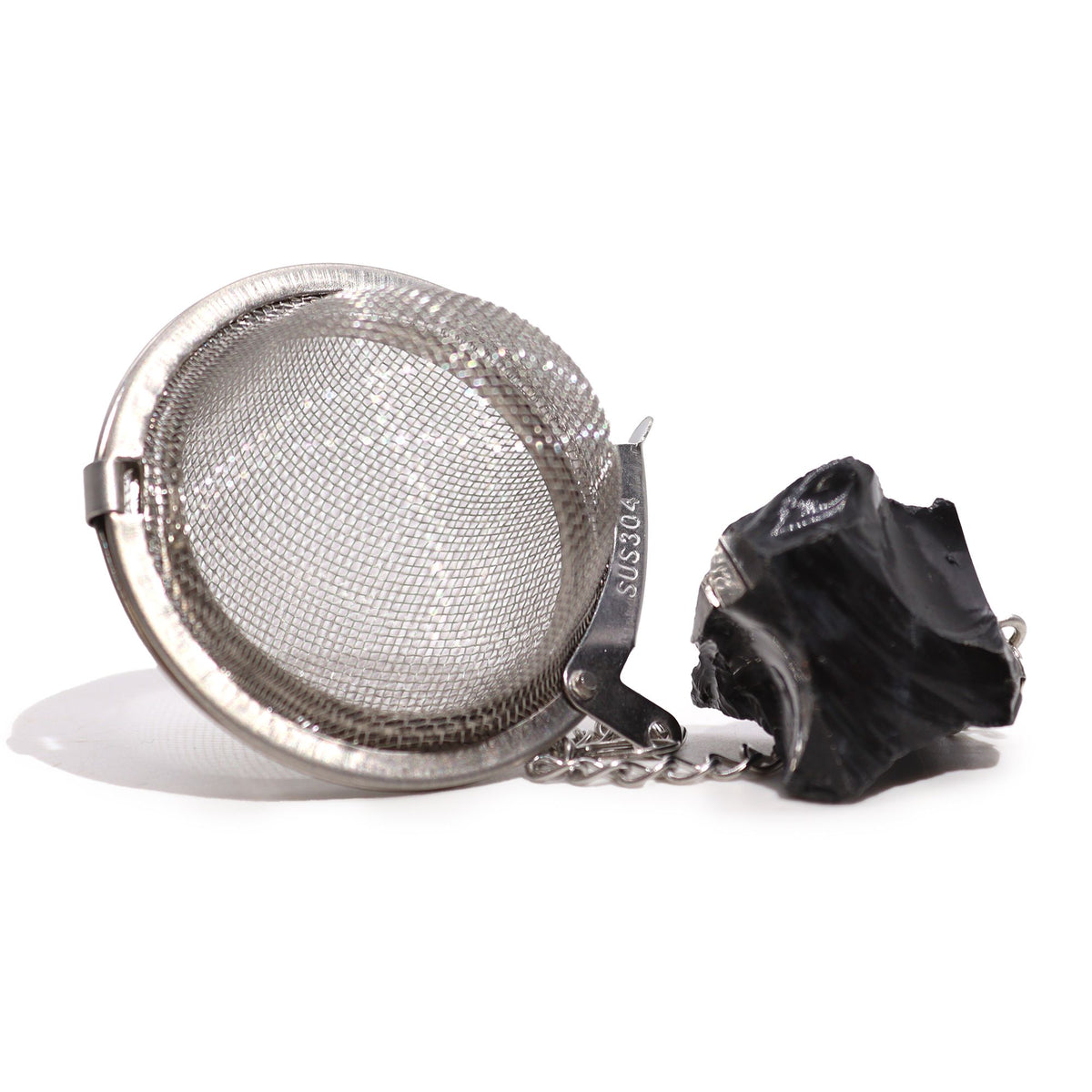 * Infuseur à thé avec pierre brute d’obsidienne noire