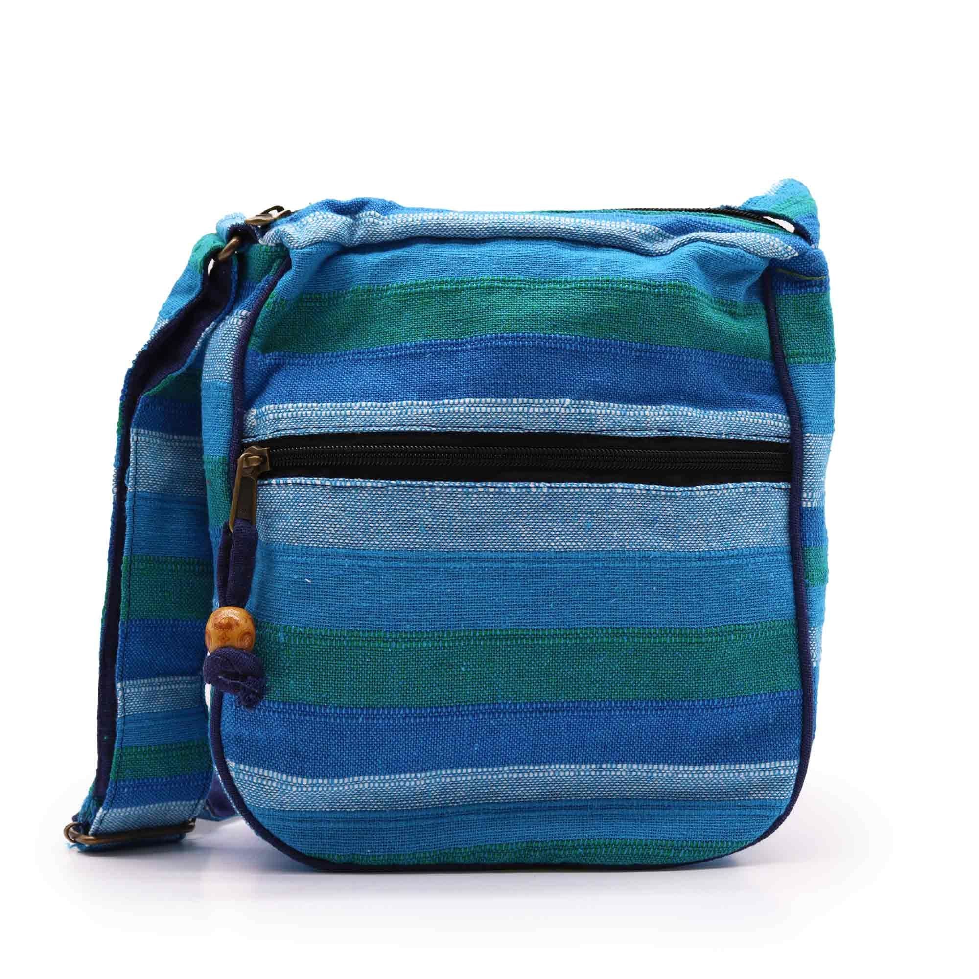 Grand Sac Sling Népalais – Rivières Bleues | Sangle Réglable | Artisanal
