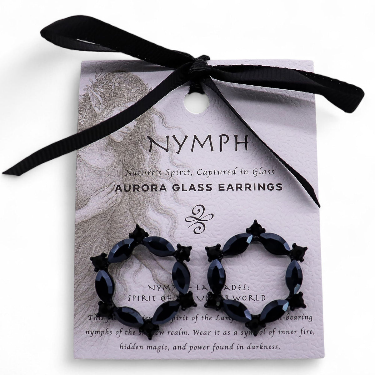 * Boucles d’oreilles anneaux en verre vintage – Noir de jais