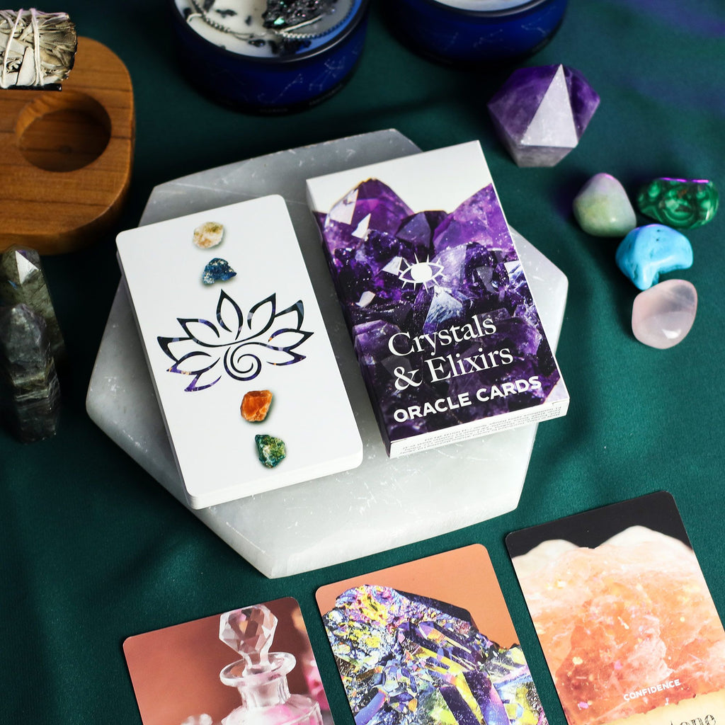 Cartes Oracle Cristaux & Élixirs – Jeu d'Énergie de Guérison 40 Cartes