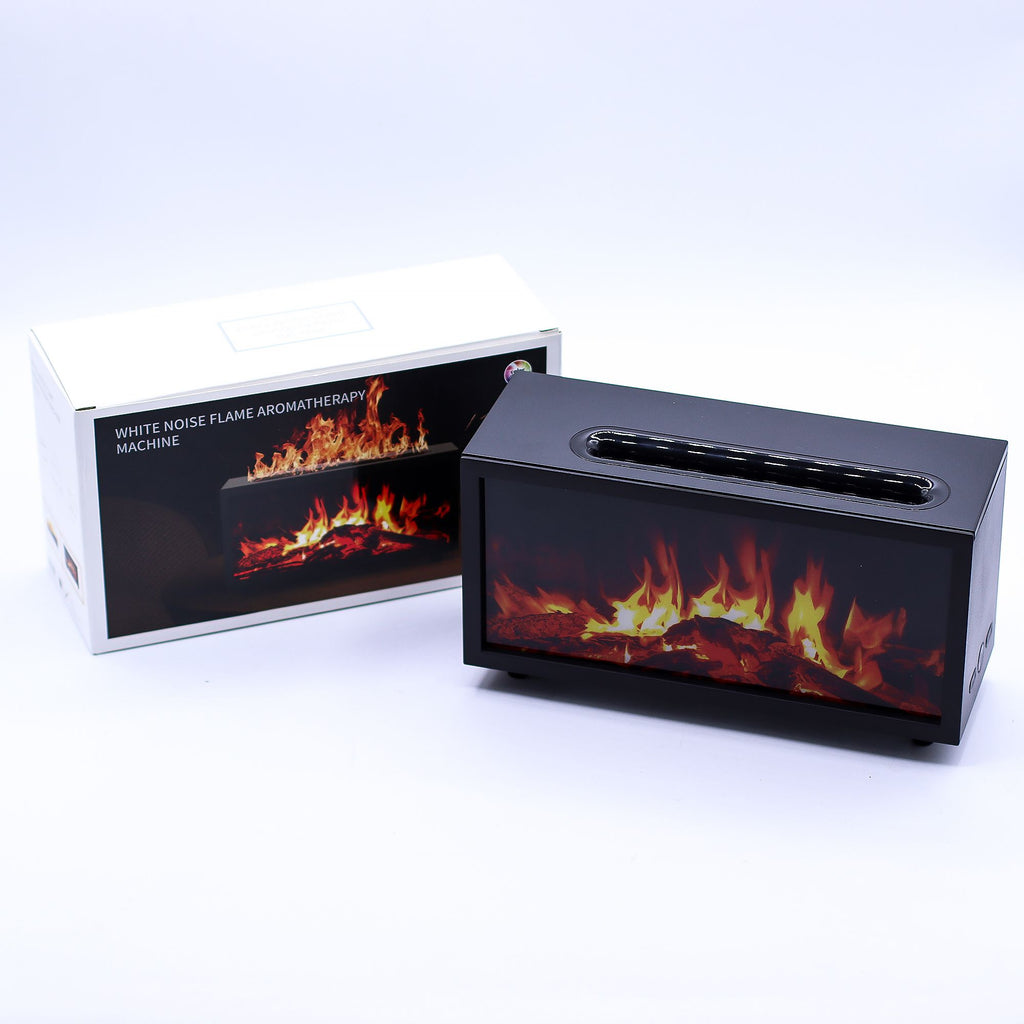 * Diffuseur aromatique effet flamme avec chants d’oiseaux – Noir, USB et éclairage multicolore