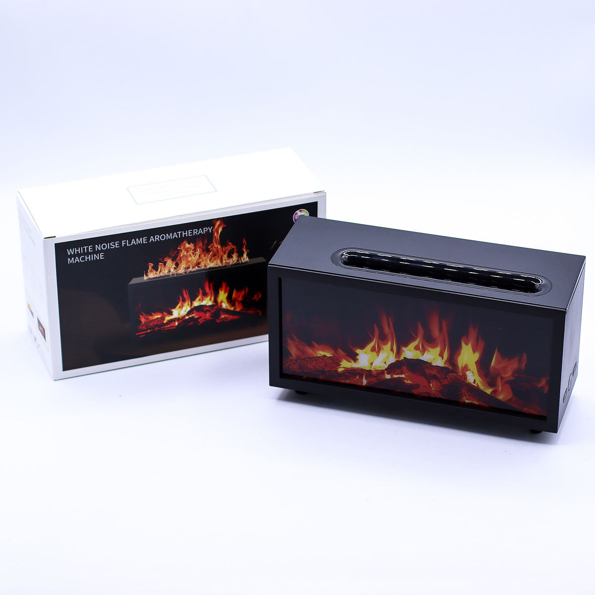 * Diffuseur aromatique effet flamme avec chants d’oiseaux – Noir, USB et éclairage multicolore