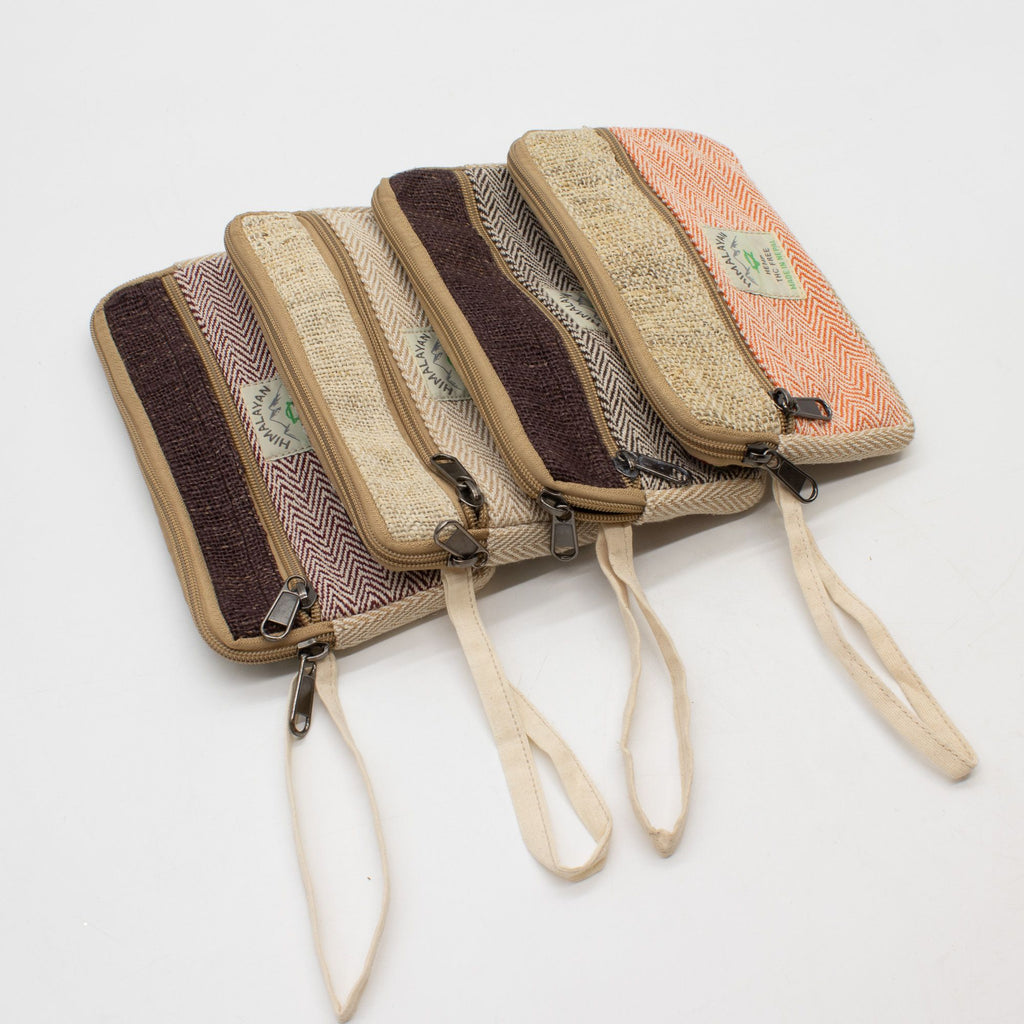 Pochette Zippée Multi-Usage en Chanvre – Coloris Assortis | Artisanale Népal