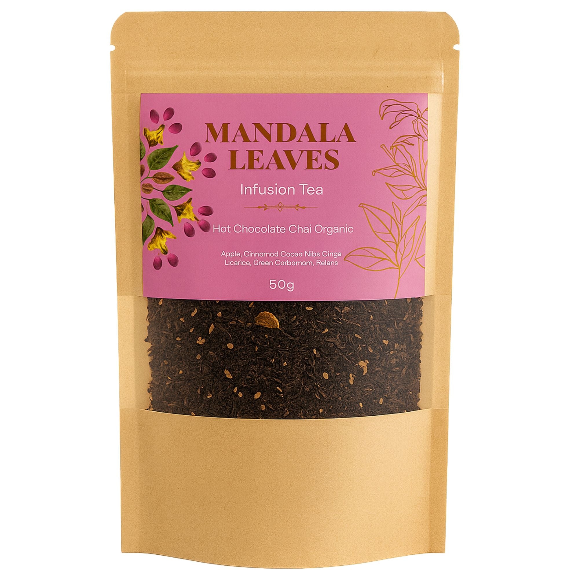 Chocolat Chaud Chai Bio 50g – Infusion Cacao Épicée Chai | Sachet Artisanal Gourmand