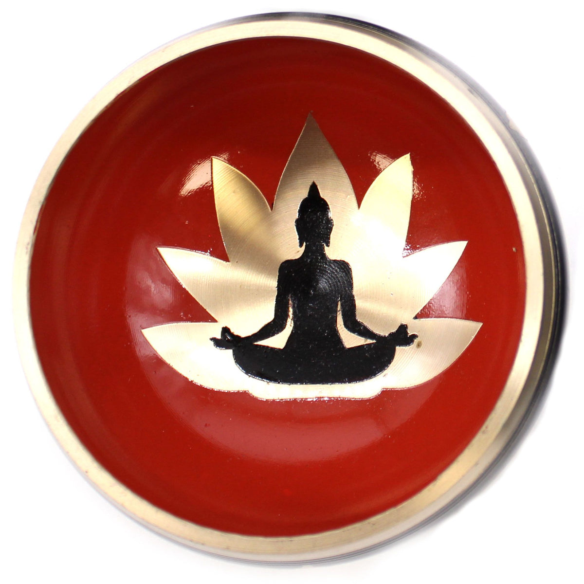 * Coffret de bol chantant Bouddha – Noir et orange – 10,7 cm