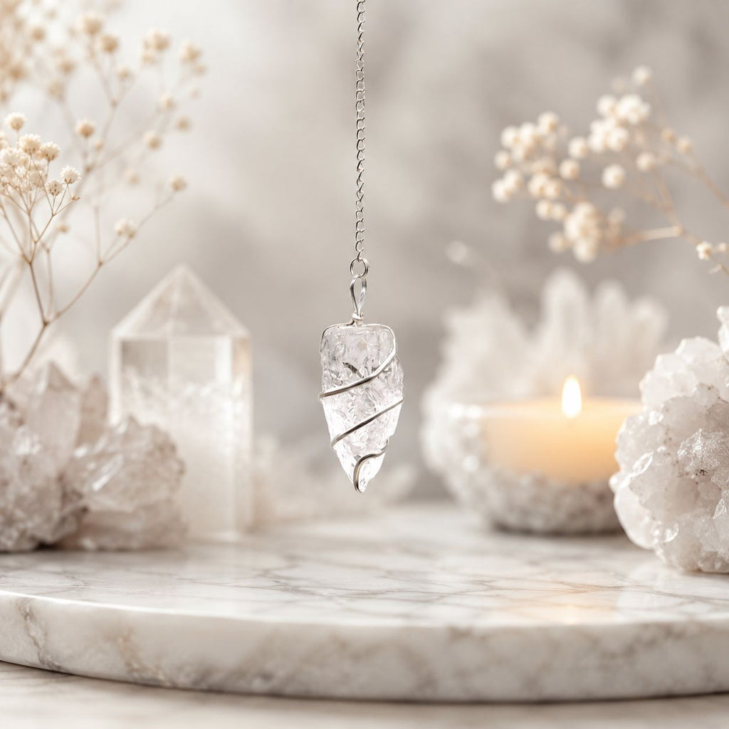 Pendule en cristal de roche brut