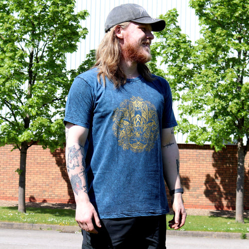 * T-Shirt en Coton Délavé Nomad Sari – Hamsa – Bleu – XL