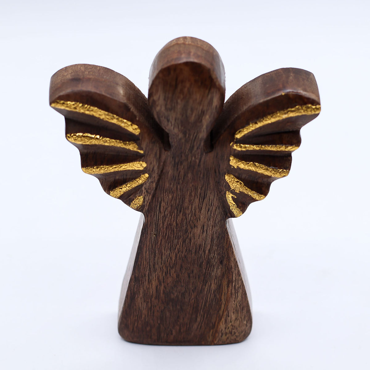 * Ange en bois de manguier, taille moyenne – Décor doré