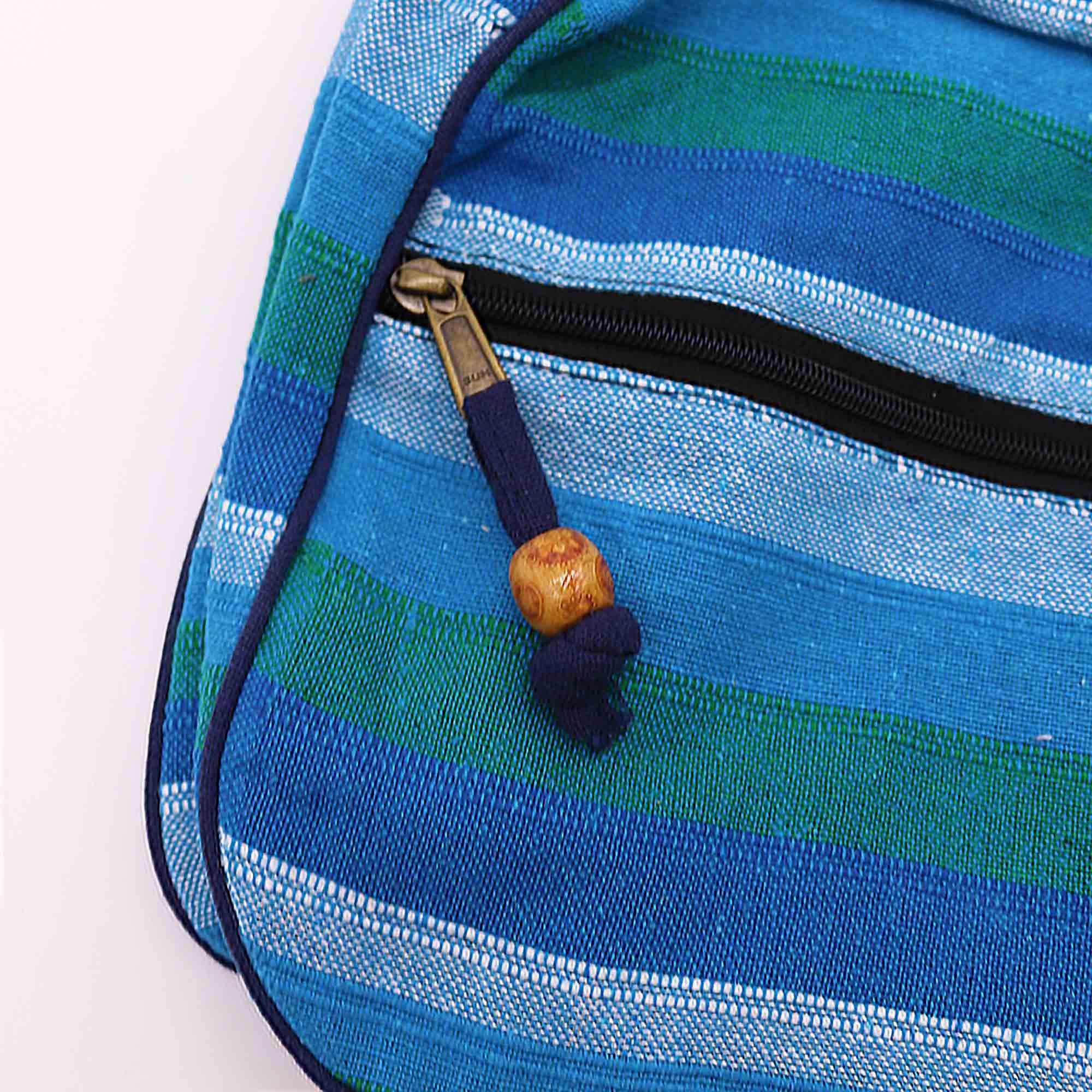 Grand Sac Sling Népalais – Rivières Bleues | Sangle Réglable | Artisanal