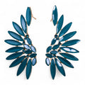 * Boucles d’oreilles ailes d’ange en verre vintage vert sarcelle