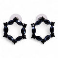 * Boucles d’oreilles anneaux en verre vintage – Noir de jais
