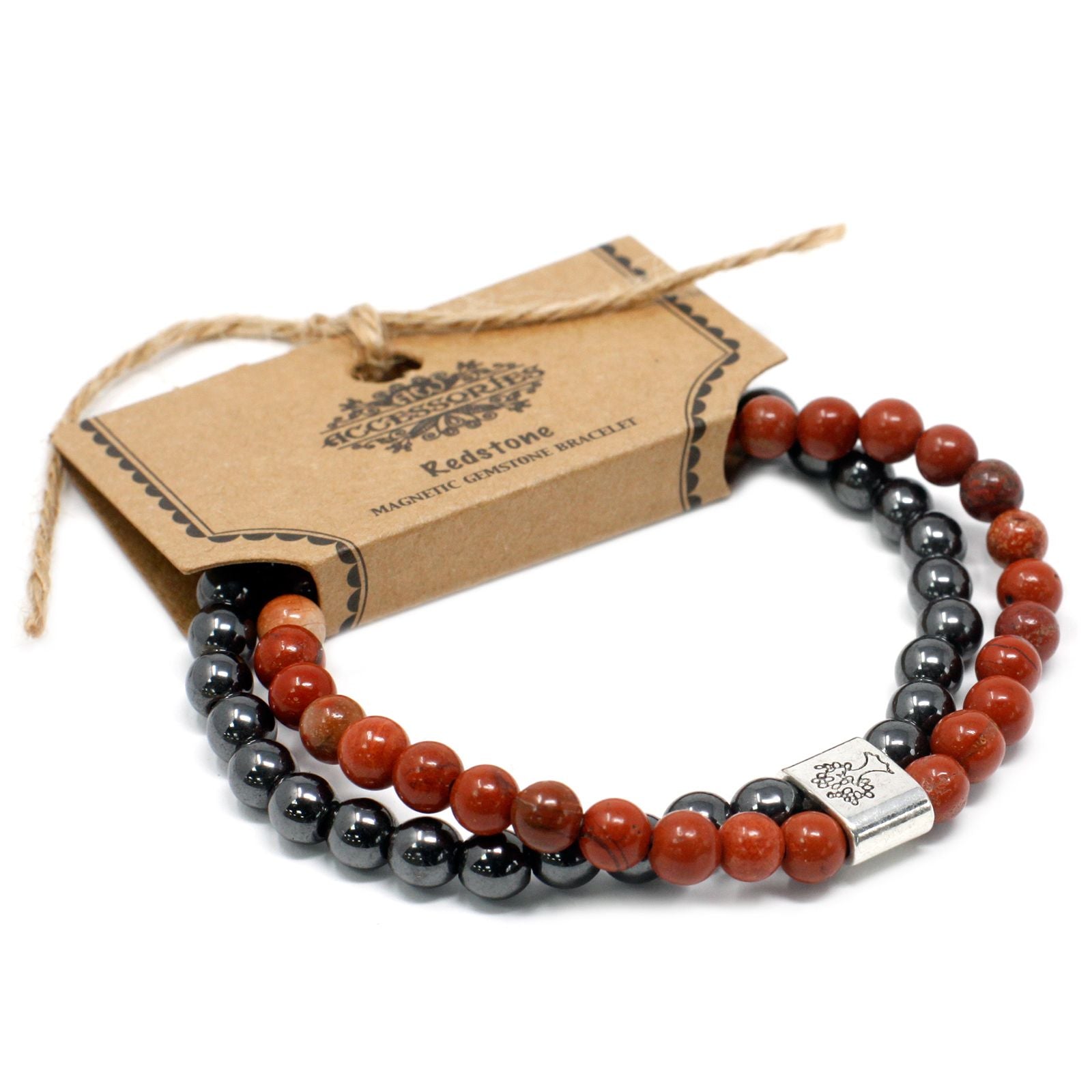 Bracelet Magnétique en Pierres Naturelles – Pierre Rouge (Redstone)