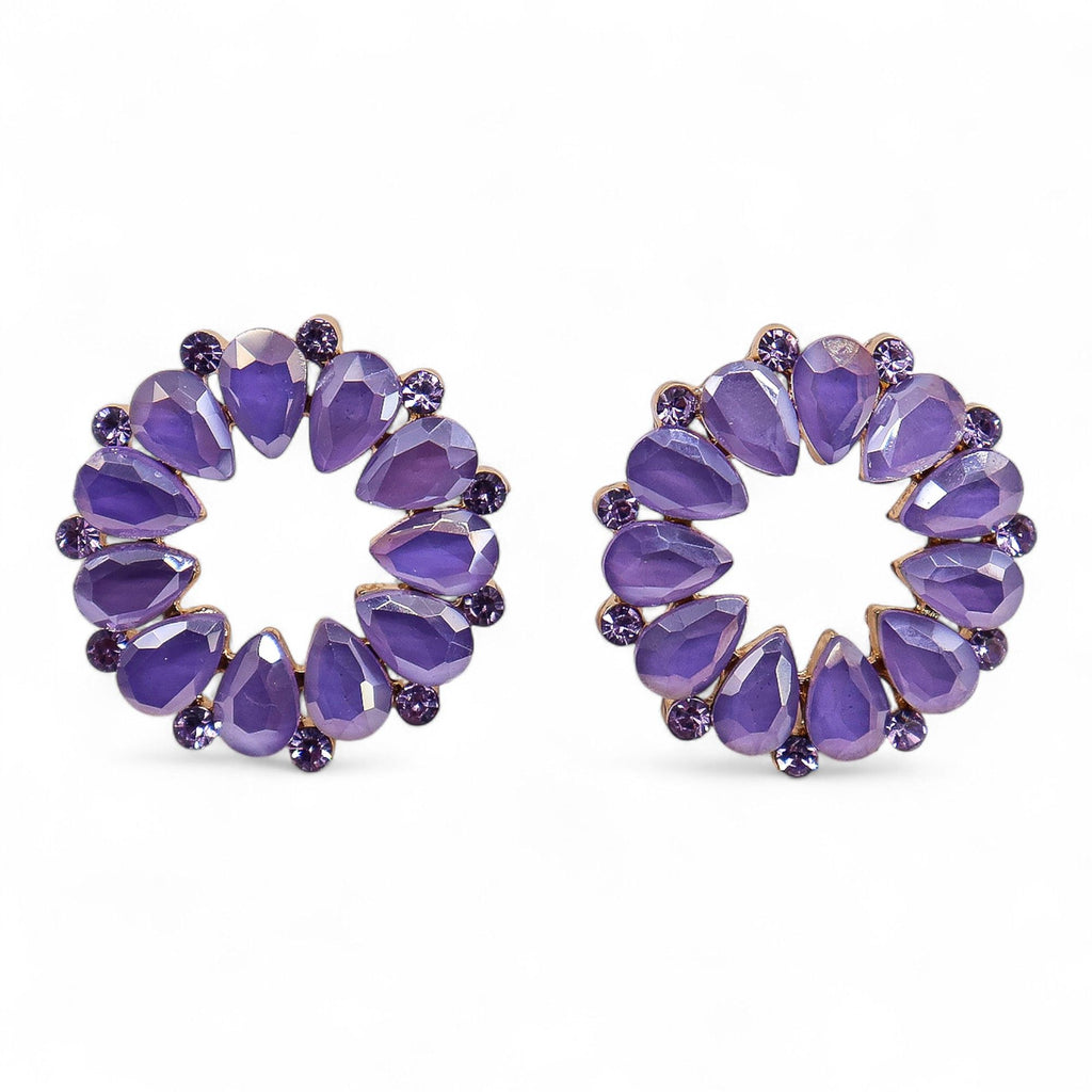 * Boucles d’oreilles anneaux en verre vintage – Lavande
