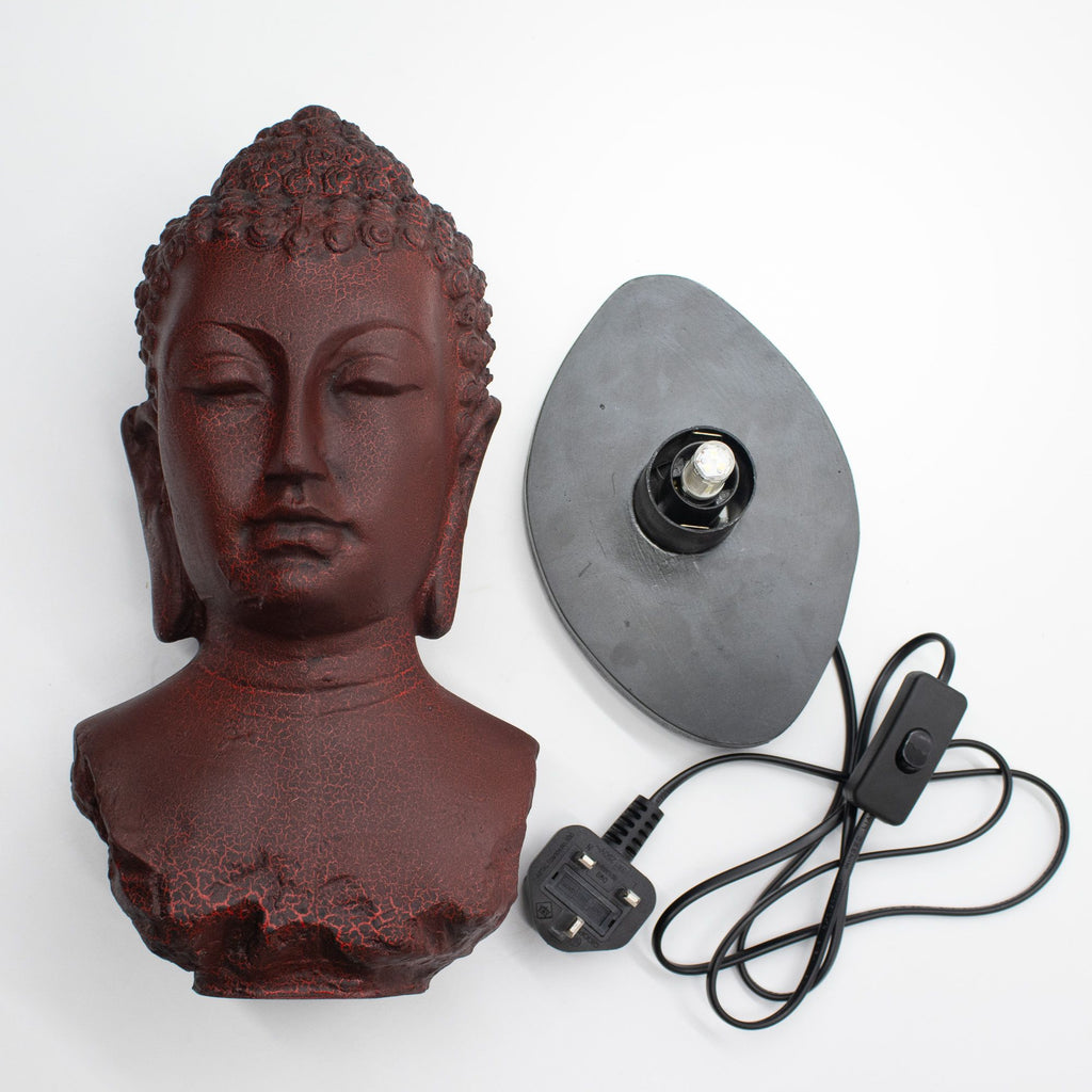 * Lampe buste de Bouddha – Finition lave en fusion et socle ovale