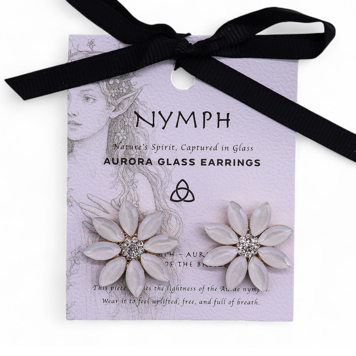 * Boucles d’oreilles fleurs en verre vintage – Teinte perle