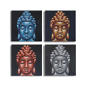 * Ensemble de 4 tableaux de têtes de Bouddha avec détails sablés, 40 × 40 cm