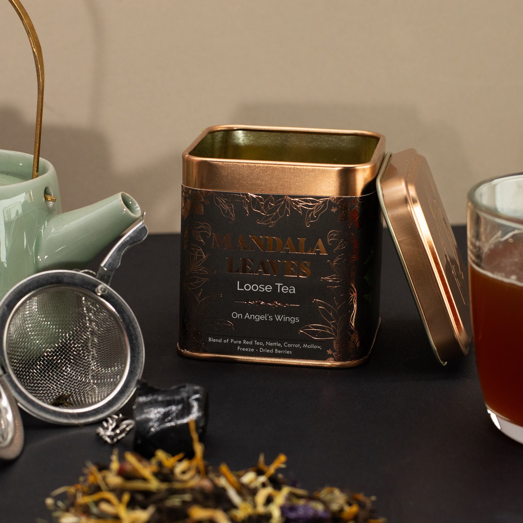 Thé Sur les Ailes des Anges 50g – Infusion Rooibos Maté Fruits Rouges | Boîte Métallique