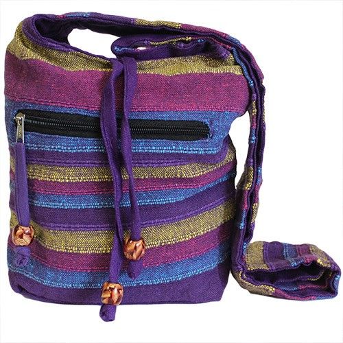 Sac Sling Népalais Fleurs Sauvages – Format Standard | 21x24x9cm | Artisanal