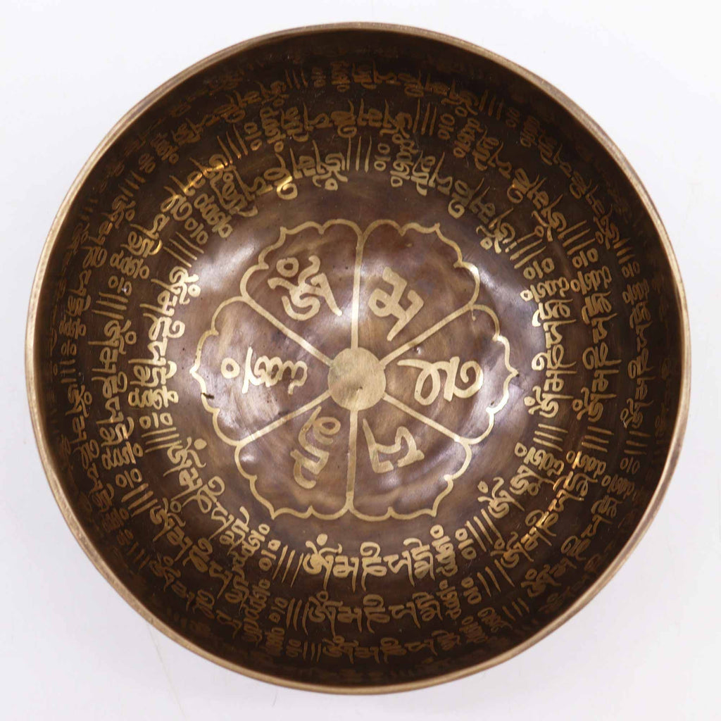 * Bol chantant tibétain gravé Mantra, 16 cm
