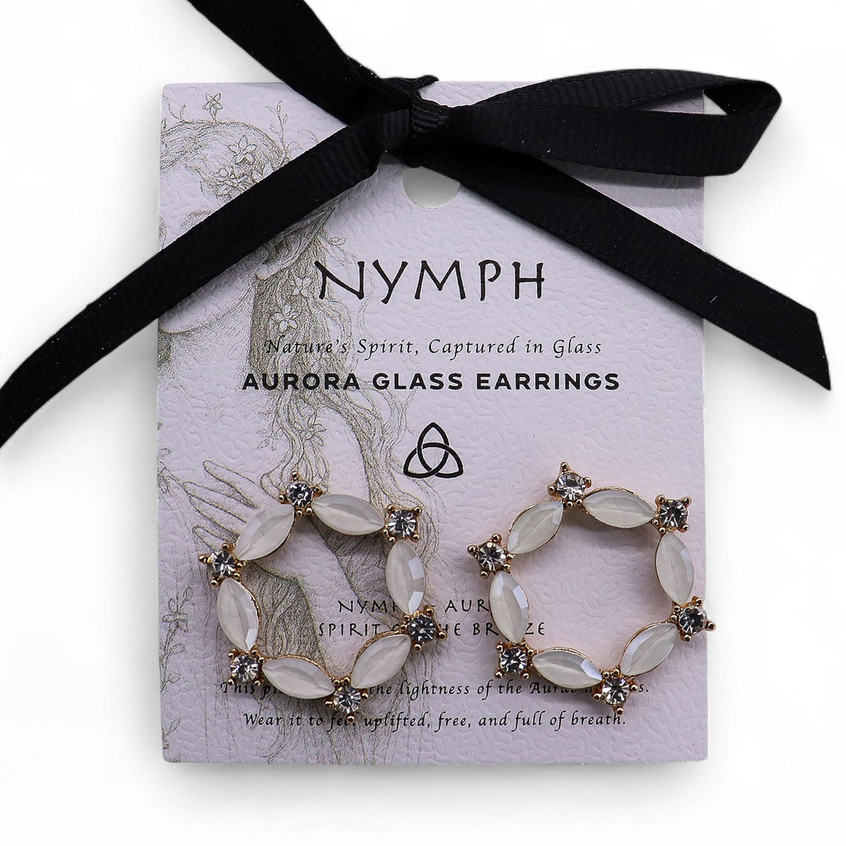 * Boucles d’oreilles anneaux en verre vintage – Teinte perle
