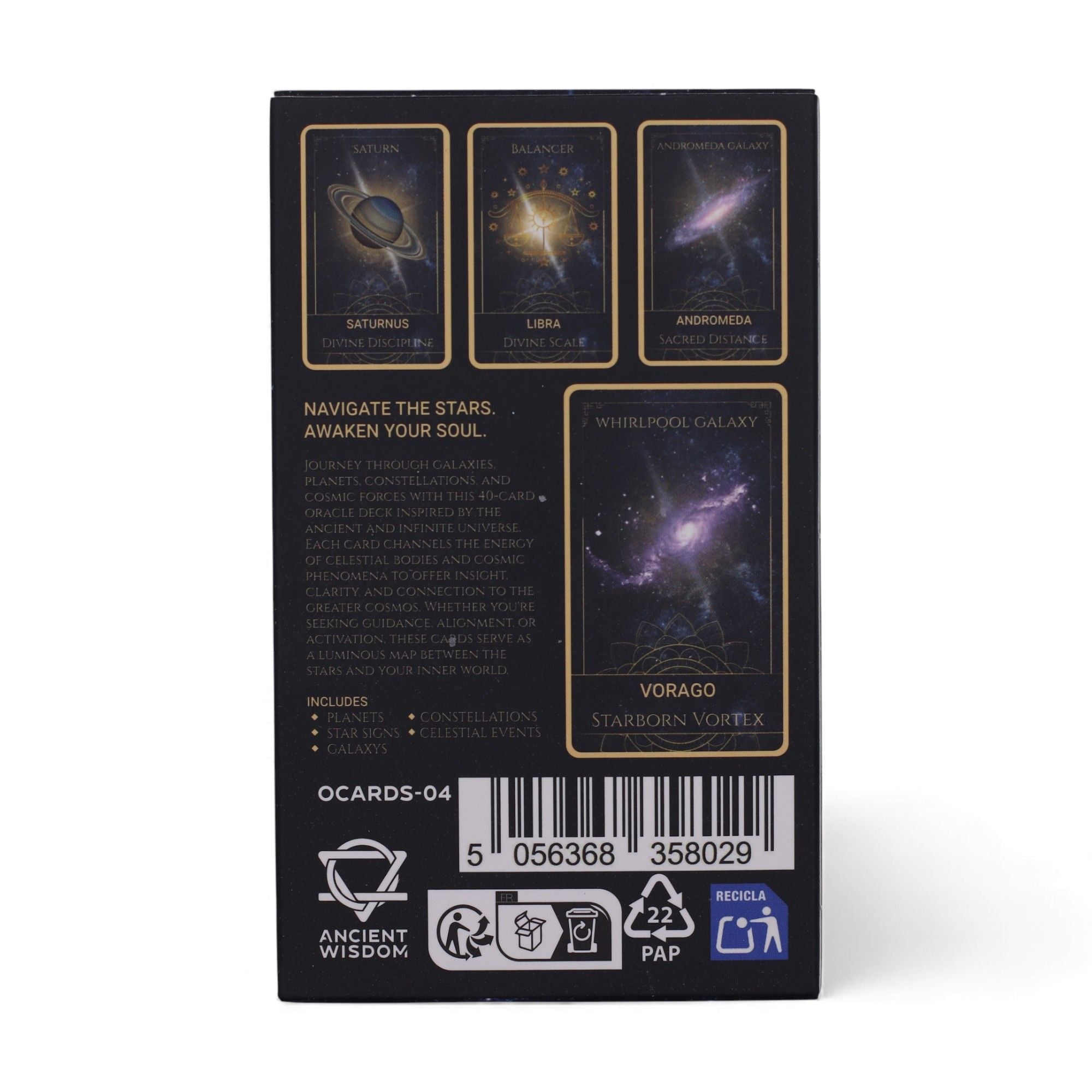 Cartes Oracle Atlas de l'Énergie Céleste – Jeu Spirituel 40 Cartes