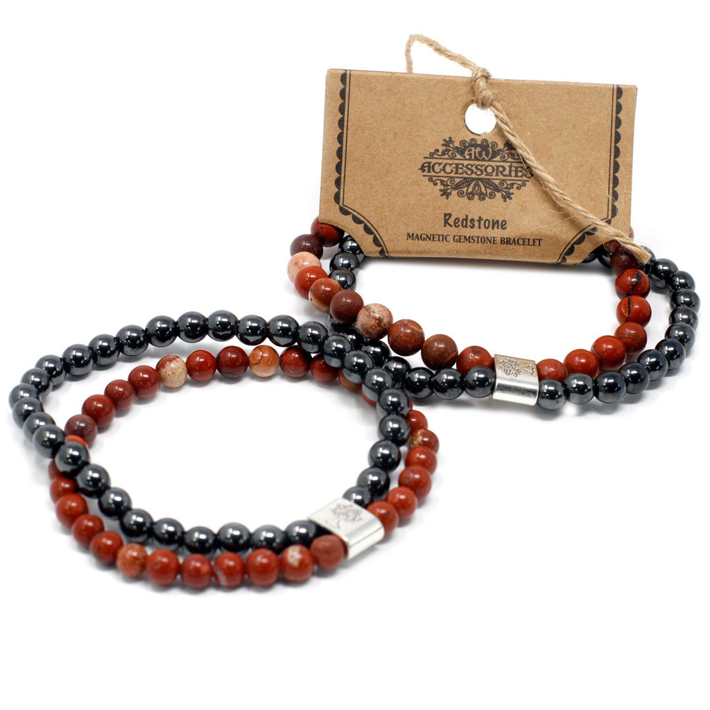 Bracelet Magnétique en Pierres Naturelles – Pierre Rouge (Redstone)