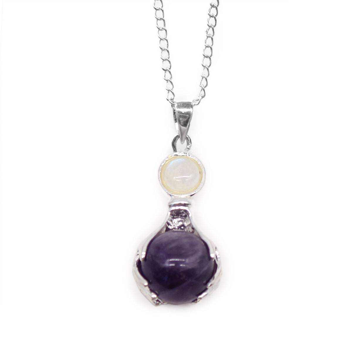 Pendentif en améthyste, motif « Mains guérisseuses »