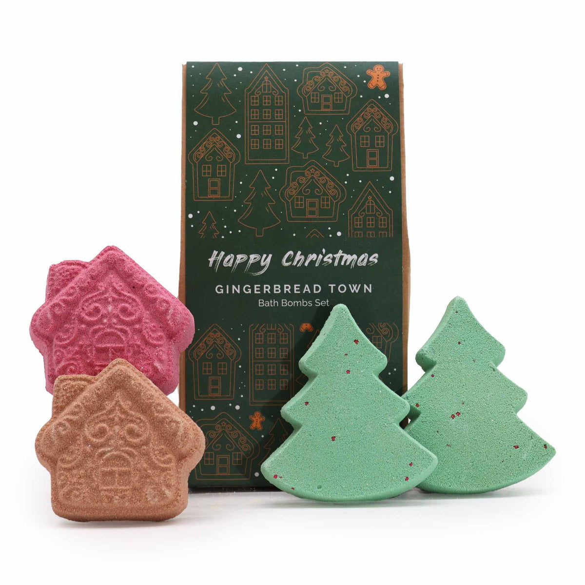 * Coffret cadeau de bombes de bain de Noël Village en Pain d’Épices
