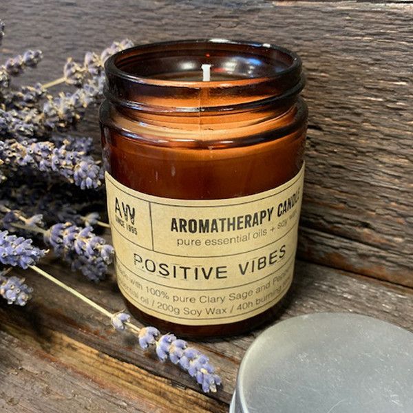 * Bougie Aromathérapie au Soja 200g - Positive Vibes | Sauge Sclarée & Menthe Poivrée