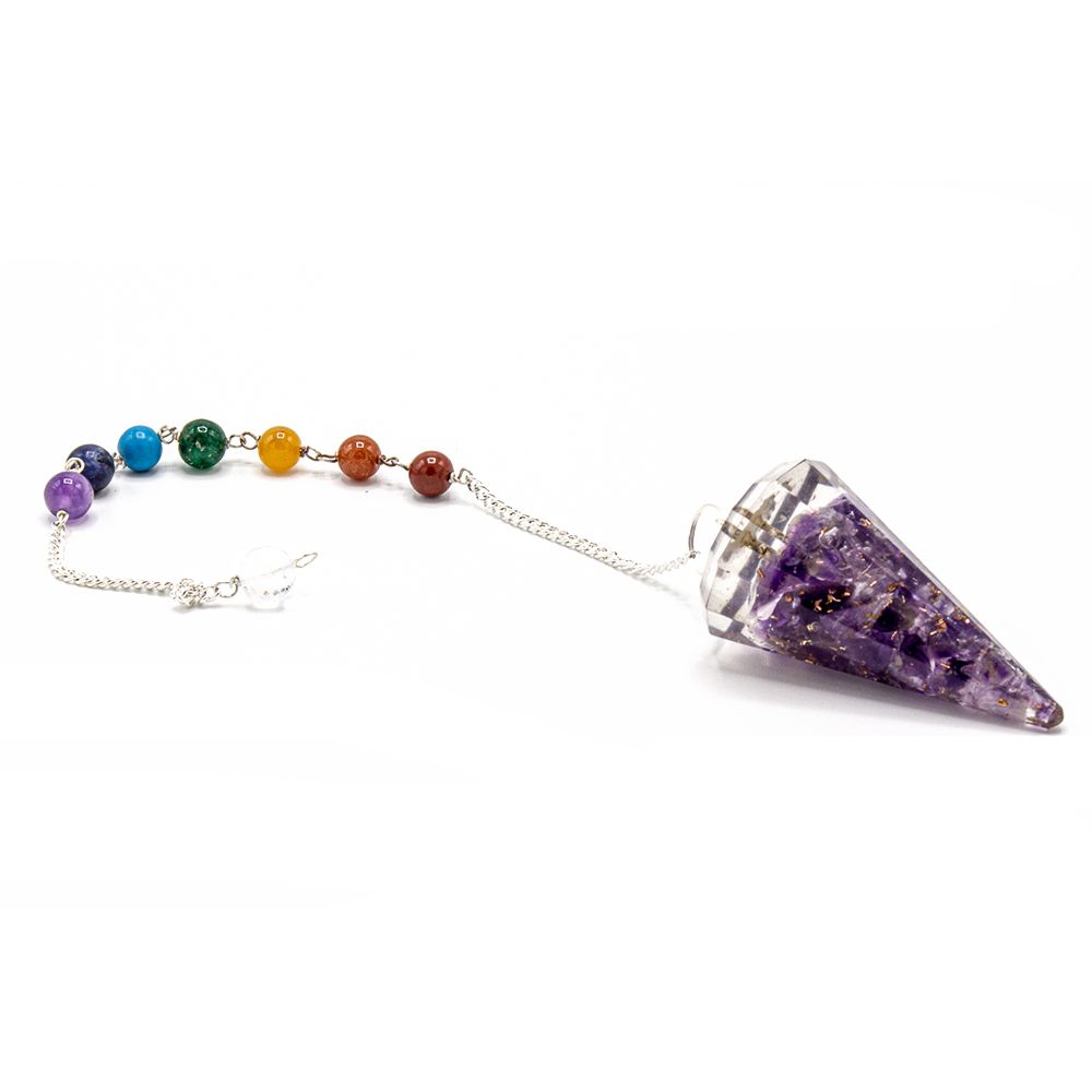 * Pendule chakra en orgonite avec améthyste
