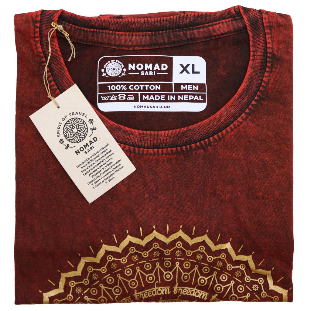 * T-Shirt en Coton Délavé Nomad Sari – Hamsa – Bordeaux – XL