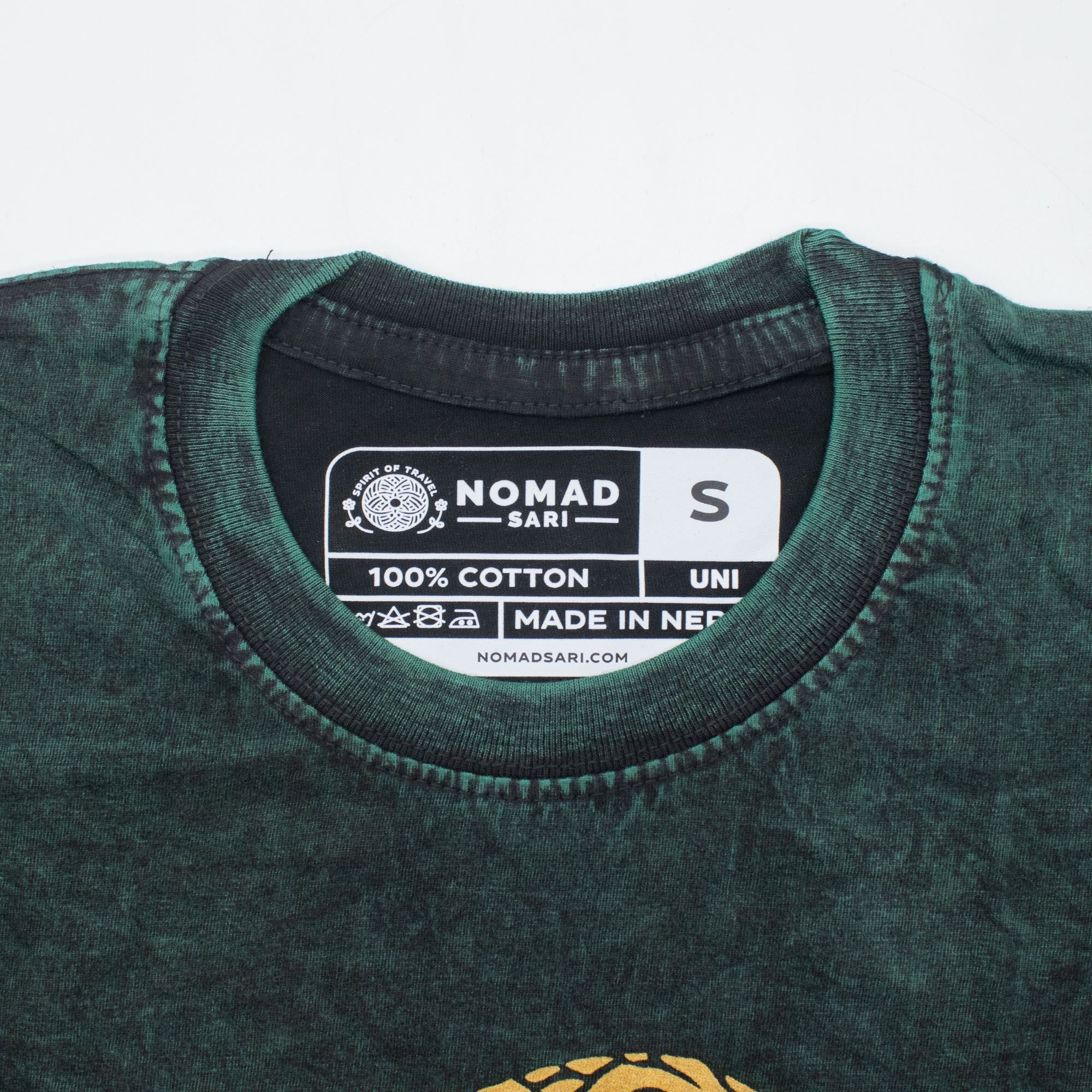 * T-Shirt en Coton Délavé Nomad Sari – Arbre de Vie – Vert – S