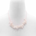 Collier en quartz rose avec pierre allongée et perles rondes
