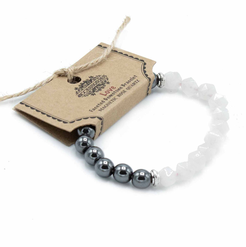 Bracelet en quartz rose facetté magnétique