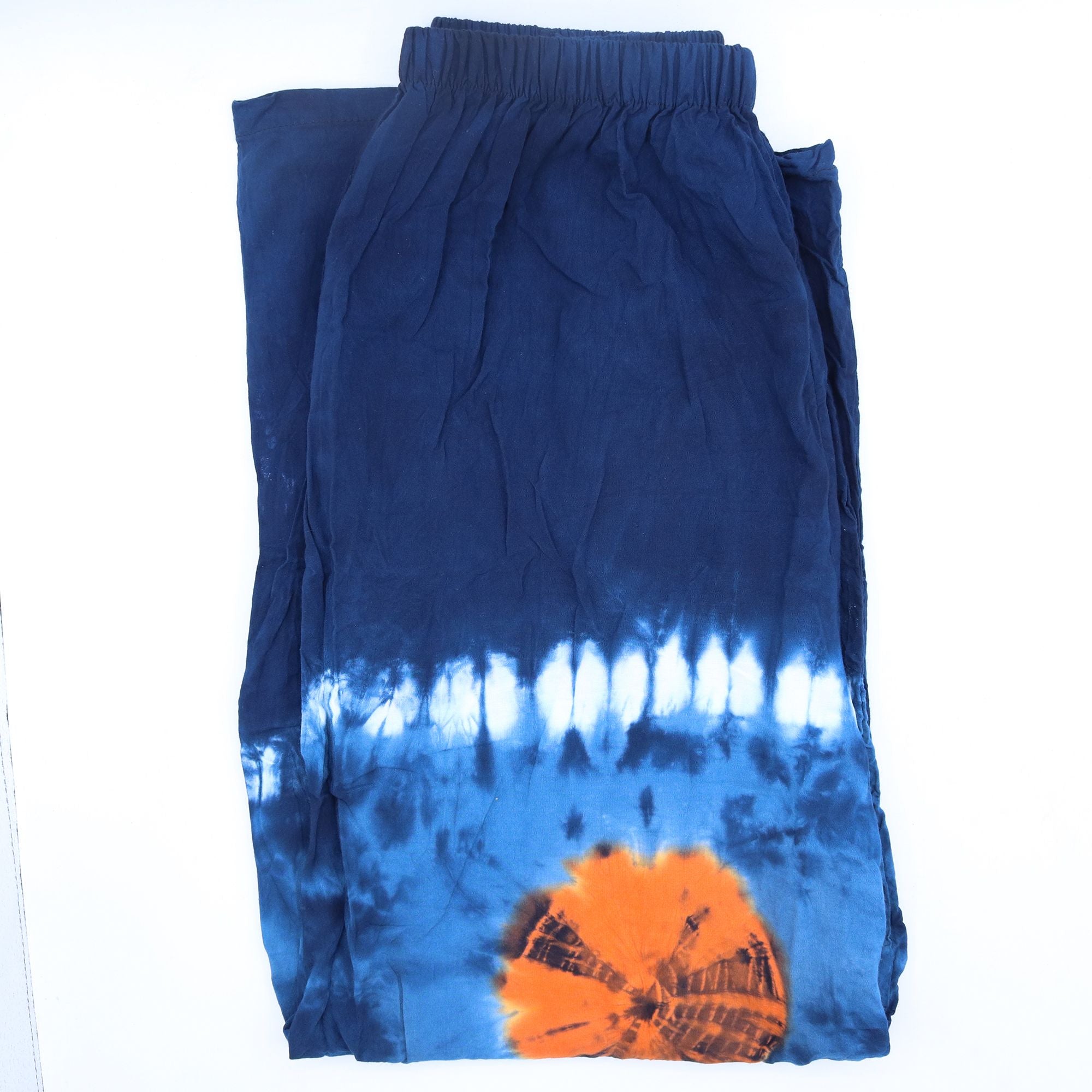 Pantalon de Détente Style Japonais – Bleu Canard & Orange – L