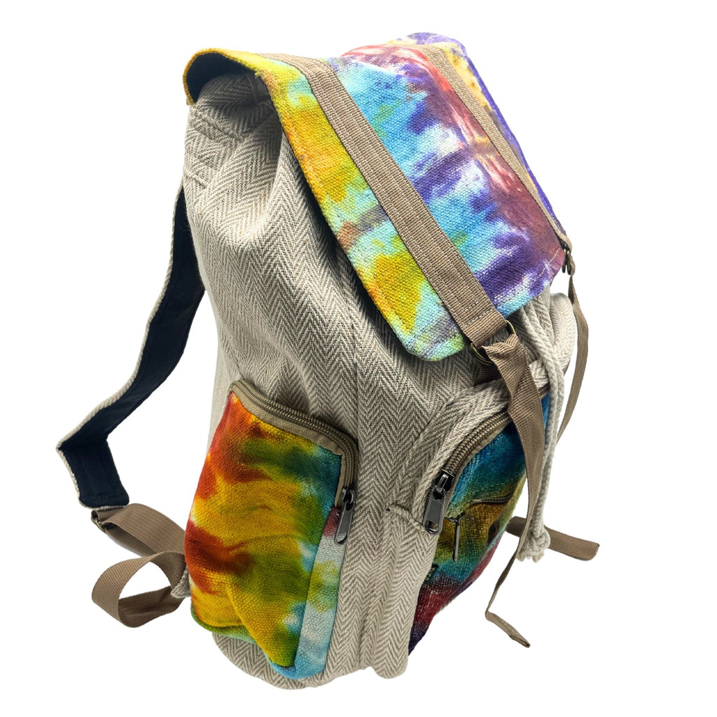 Grand Sac à Dos Carré Tie-Dye en Chanvre – Teinture Artisanale | Fait Main Népal