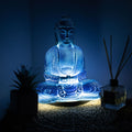 * Lampe Bouddha en méditation – Bleu ciel et socle ovale