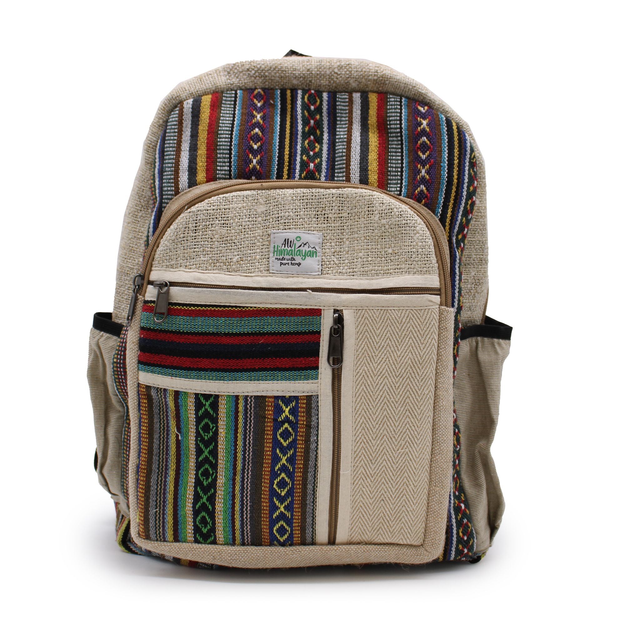 Grand Sac à Dos en Chanvre – Style Zips Droits | Artisanal Népal