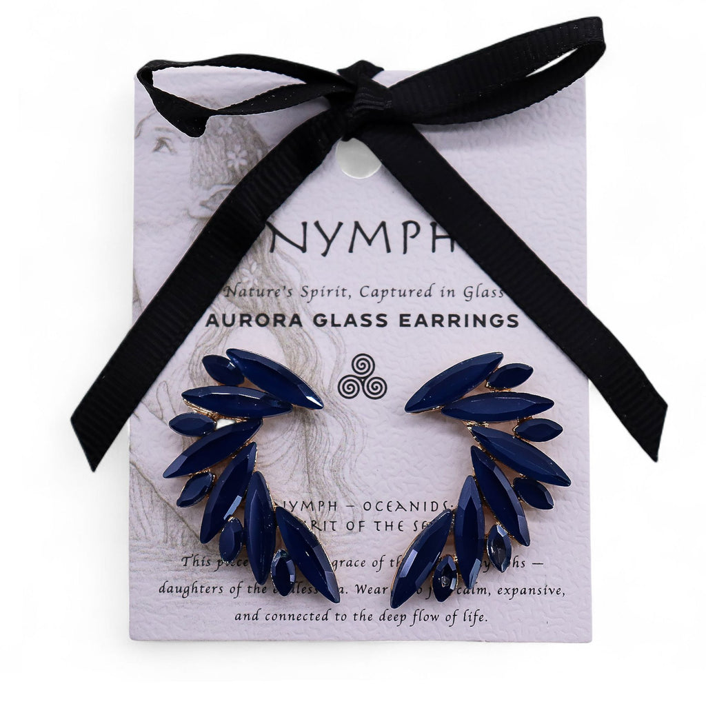 * Boucles d’oreilles ailes d’ange en verre vintage – Bleu royal