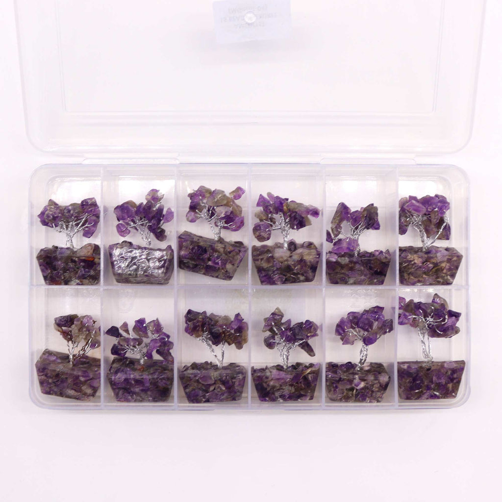 Mini Arbre du Bonheur Améthyste | Base Orgonite | Pierres Naturelles | 15 Pierres